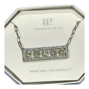 Bomb Party Bar Necklace NK17959 "Five Free Spirits" Yellow Topaz on Rhodium